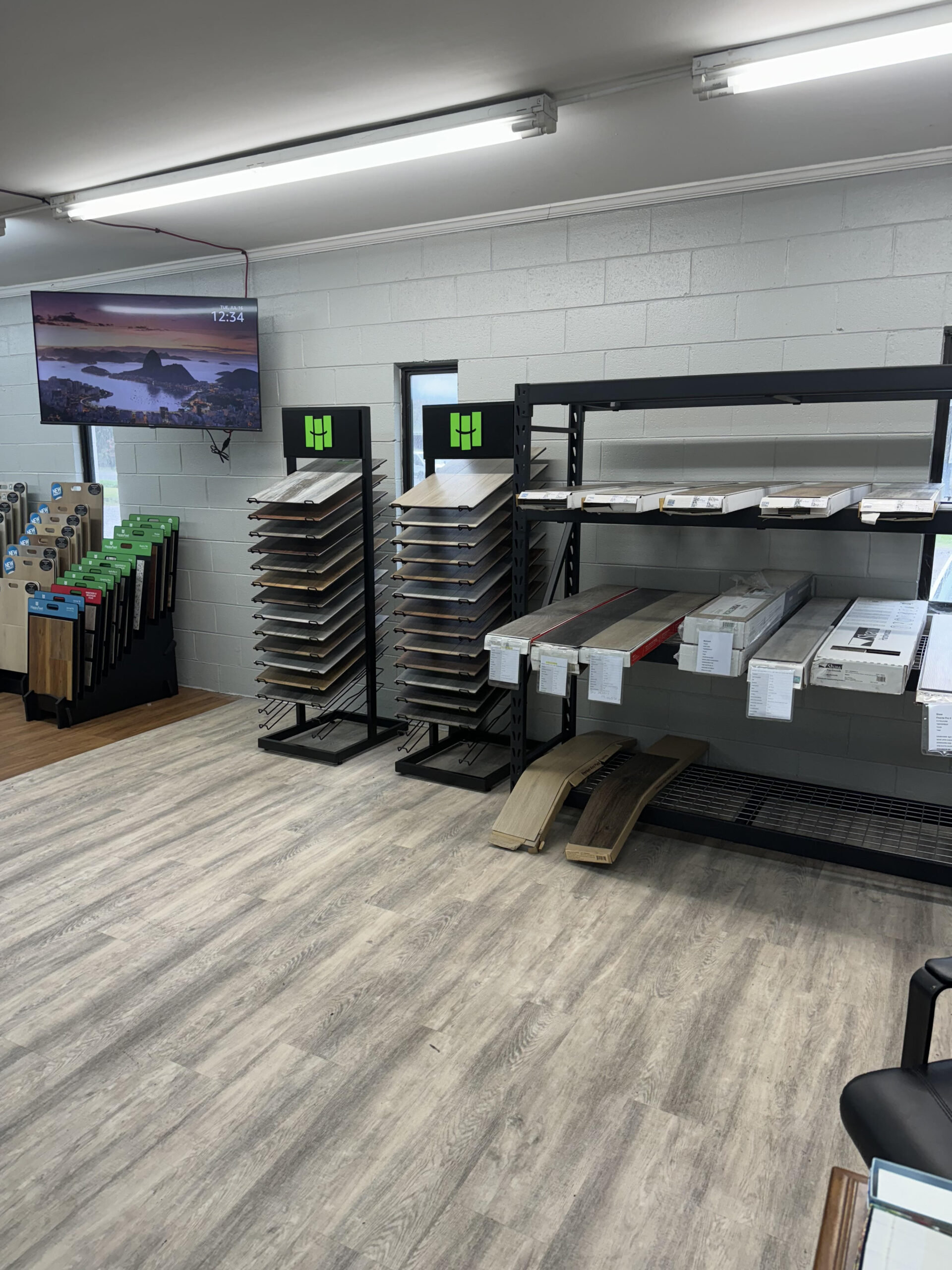 3rd photo Display of different flooring elements.